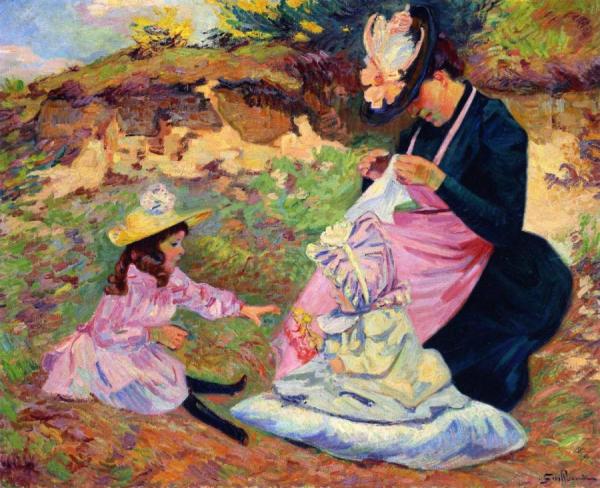 Madame Guillaumin And Her Children by Armand Guillaumin