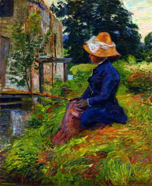 Madame Guillaumin Fishing by Armand Guillaumin