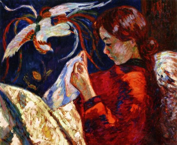 Mademoiselle Guillaumin, The Artist's Daughter, Sewing by Armand Guillaumin Oil Painting Reproductions