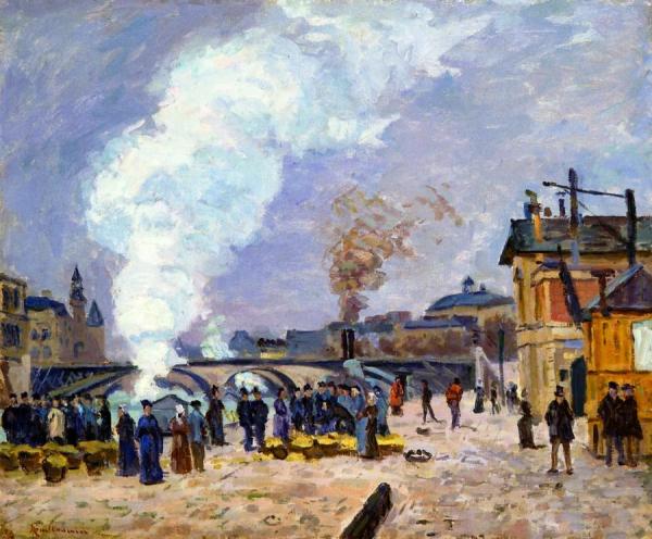 Market Scene On The Quays Of Paris by Armand Guillaumin Oil Painting Reproductions