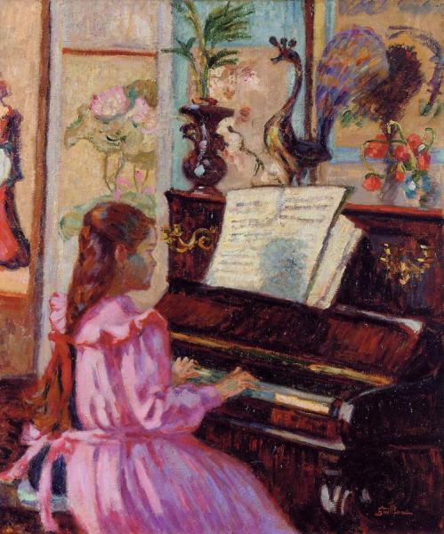 Young Girl At The Piano by Armand Guillaumin Oil Painting Reproductions