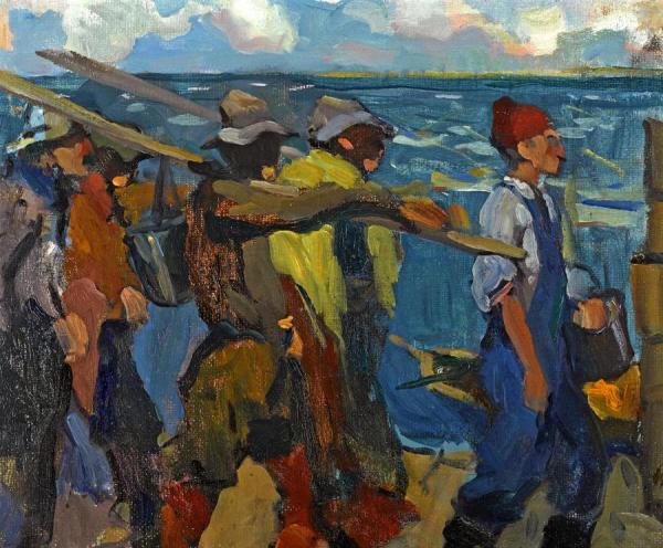 Fishermen In Monterey by Armin Hansen