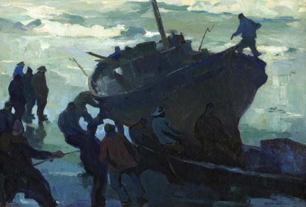Fishermen Salvaging A Wreck by Armin Hansen Oil Painting Reproductions