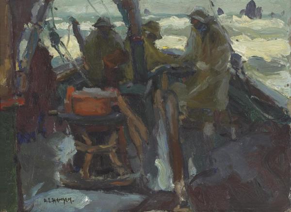 Fishing Boat On A Stormy Sea by Armin Hansen