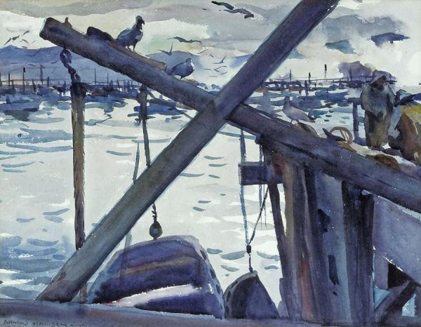 Monterey Waterfront by Armin Hansen Oil Painting Reproductions