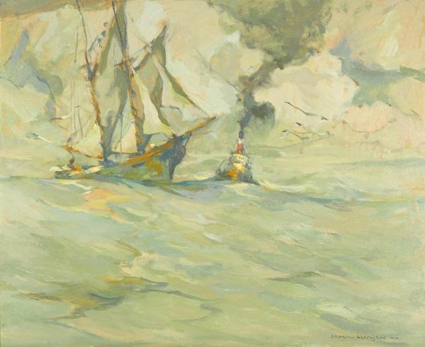 Towboat Longside by Armin Hansen