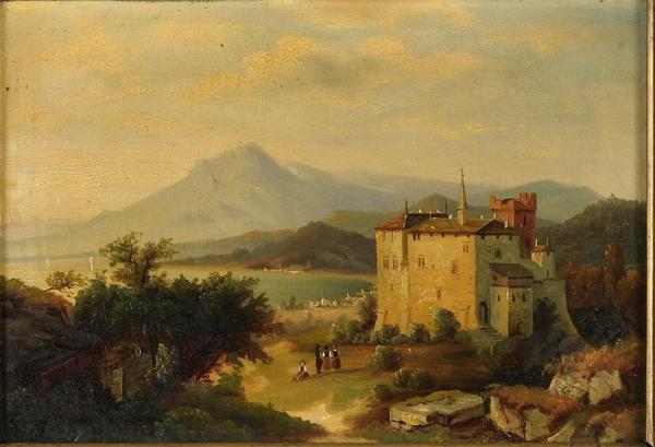 Landscape With An Alpine Lake by Arnold Forstmann