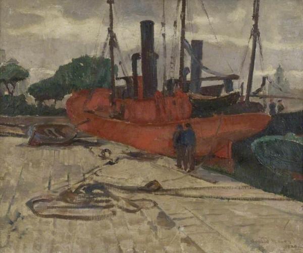 Red Ships At La Rochelle, France by Arnold Mason