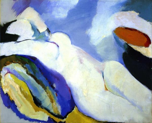 Nude Reclining On A Flowered Carpet by Arthur B. Carles Oil Painting Reproductions