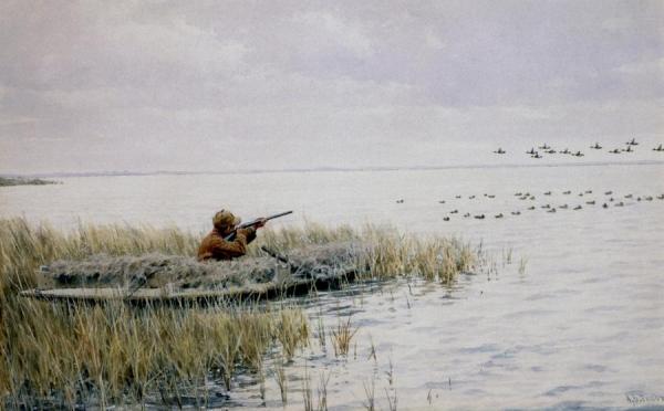 Duck Shooting From A Blind by Arthur B. Frost Oil Painting Reproductions