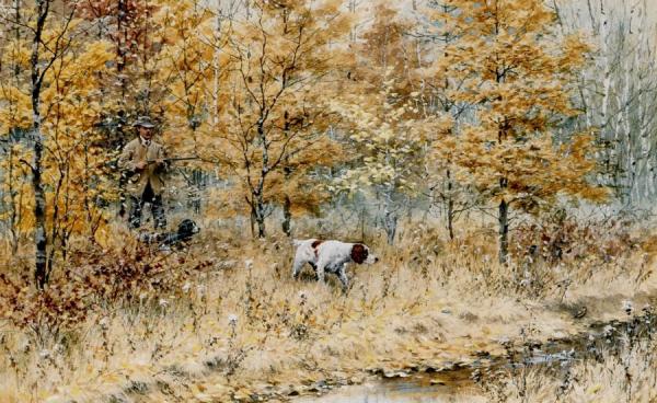 Arthur B. Frost Duck Shooting From A Blind Oil Painting