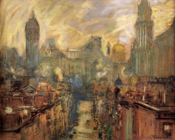 Lower New York From Manhattan Bridge by Arthur Clifton Goodwin Oil Painting Reproductions