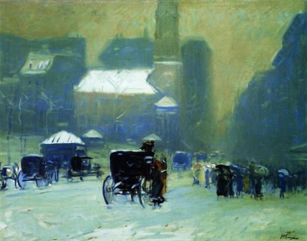 Snowy Day, Park Street Church, Boston by Arthur Clifton Goodwin Oil Painting Reproductions
