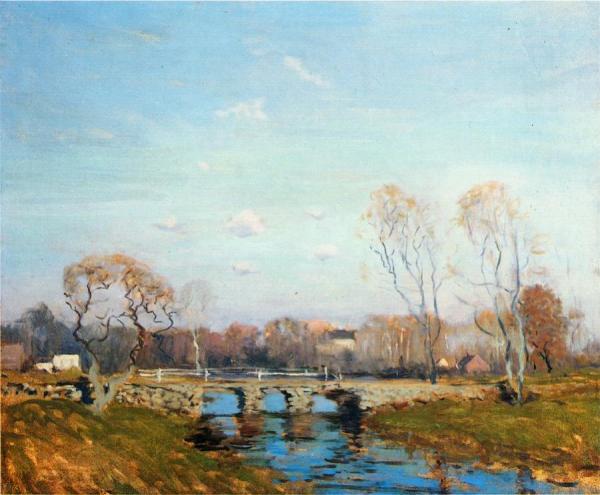 The Old Bridge At Bridgewater, Massachusetts by Arthur Clifton Goodwin