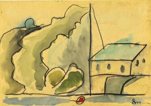 Harbor With Red Buoy by Arthur Dove