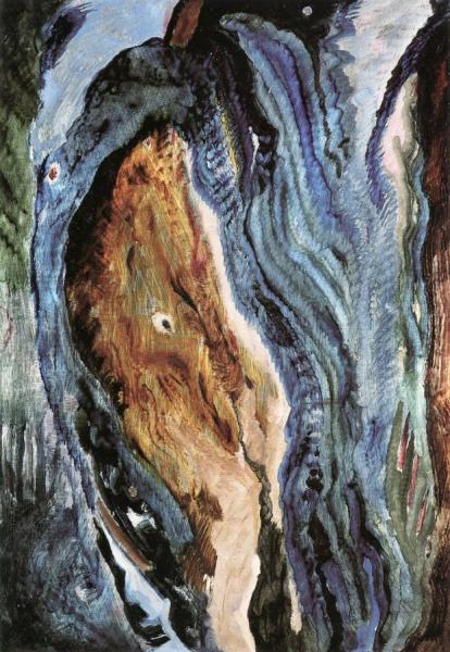 Something In Brown, Carmine, And Blue by Arthur Dove