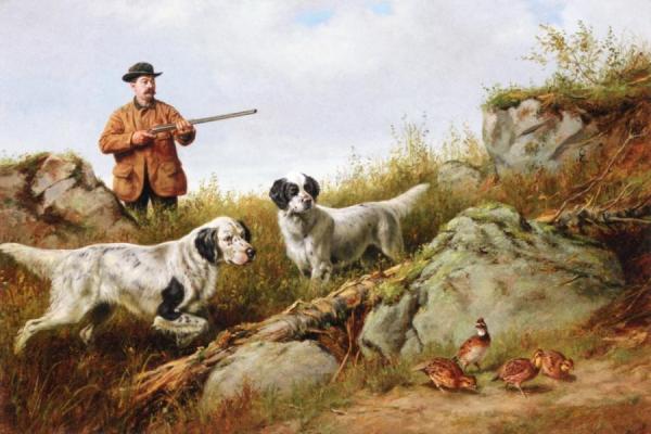 Amos F. Adams Shooting Over Gus Bondher And Son, Count Bondher by Arthur Fitzwilliam Tait Oil Painting Reproductions