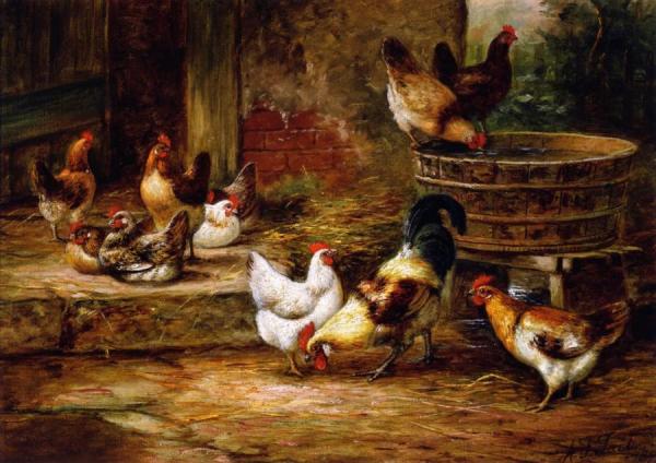 Barnyard Fowl by Arthur Fitzwilliam Tait Oil Painting Reproductions