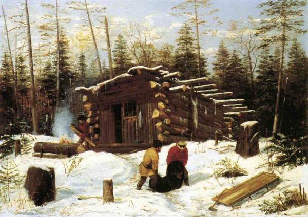 Bringing Home Game: Winter Shanty At Ragged Lake by Arthur Fitzwilliam Tait