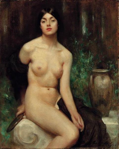 A Female Nude At Her Toilet by Arthur Hacker Oil Painting Reproductions