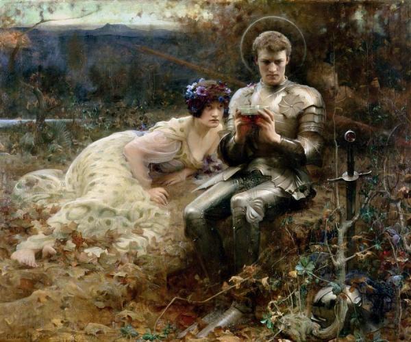 The Temptation Of Sir Percival by Arthur Hacker