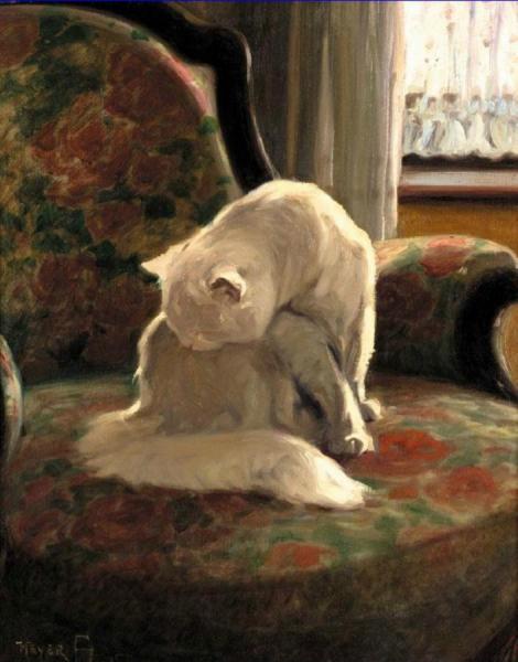 Cat Washing Its Coat by Arthur Heyer