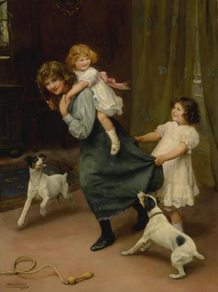 Pick-a-back by Arthur John Elsley Oil Painting Reproductions