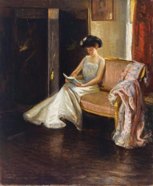 Woman Reading In An Interior by Arthur Merton Hazard Oil Painting Reproductions