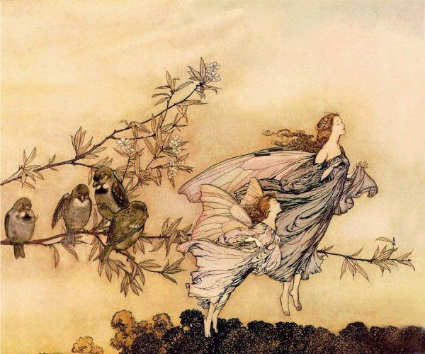 The Fairies Have Their Tiffs With The Birds by Arthur Rackham Oil Painting Reproductions