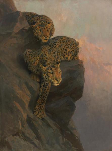 Leopards On The Lookout by Arthur Wardle Oil Painting Reproductions