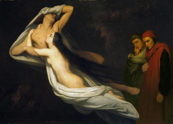 The Ghosts Of Paolo And Francesca Appear To Dante And Virgil (hamburg) by Ary Scheffer Oil Painting Reproductions