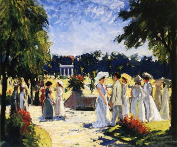 The Lawn Party by August F. Lundberg Oil Painting Reproductions