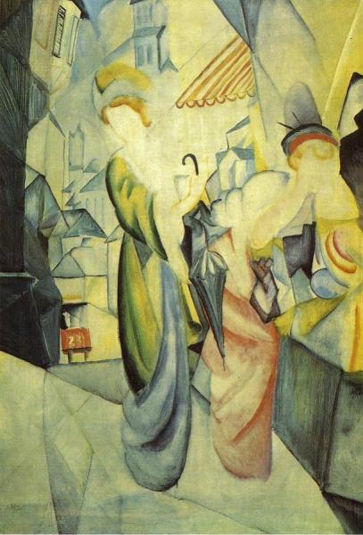 Bright Women In Front Of The Hat Shop by August Macke