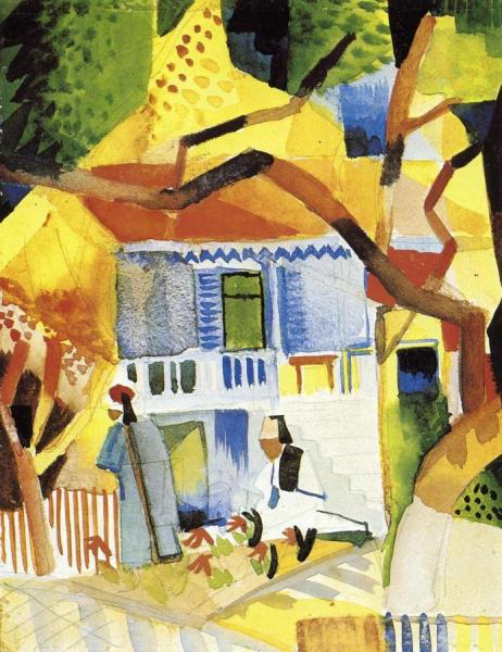 Courtyard Of A Villa At St. Germain by August Macke