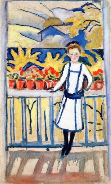 August Macke Girl On A Balcony I: Tegernsee