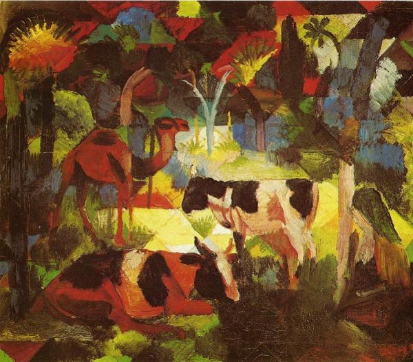 Landscape With Coows And Camel by August Macke
