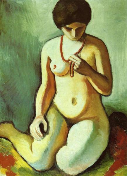 Nude With Coral Necklace by August Macke Oil Painting Reproductions