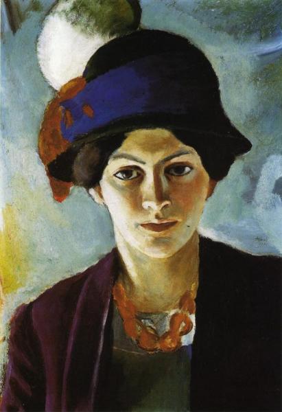 Portrait Of The Artist's Wife With Hat by August Macke