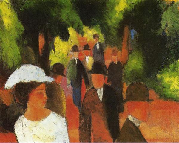 Promenade (with Half Length Of Girl In White) by August Macke