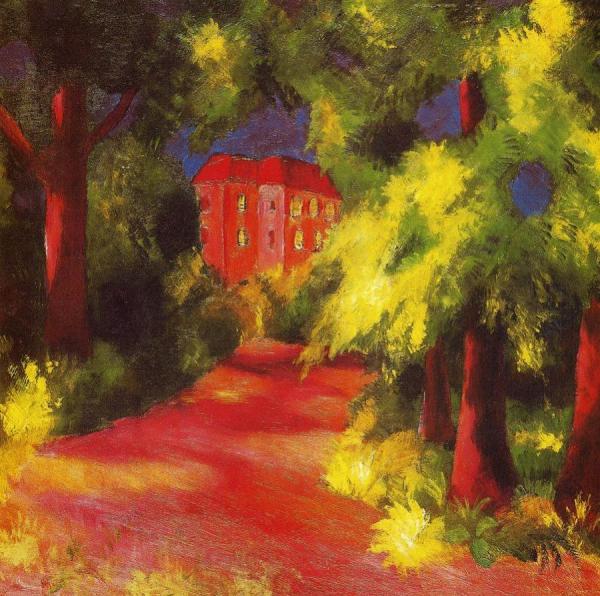 August Macke Red House In A Park