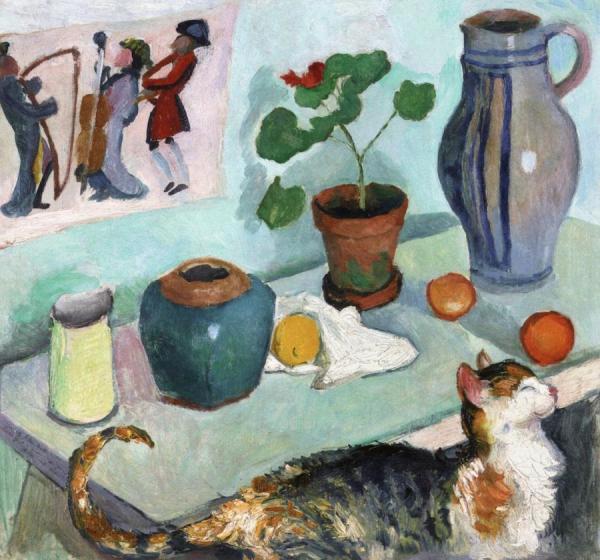 The Spirit Of The House: Still Life With Cat by August Macke