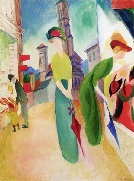 Two Women In Front Of A Hat Shop by August Macke Oil Painting Reproductions