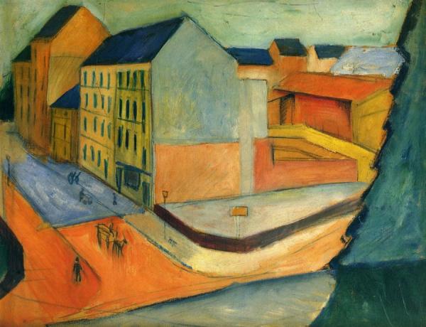 Unsere Strasse Mit Reitbahn, Bonn by August Macke