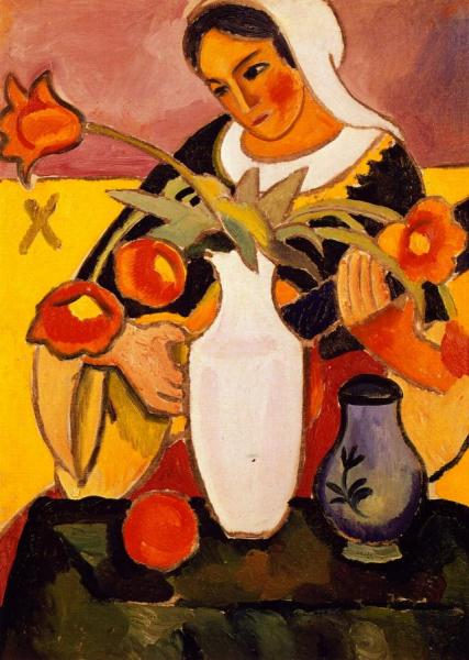 Woman Playing The Lute by August Macke