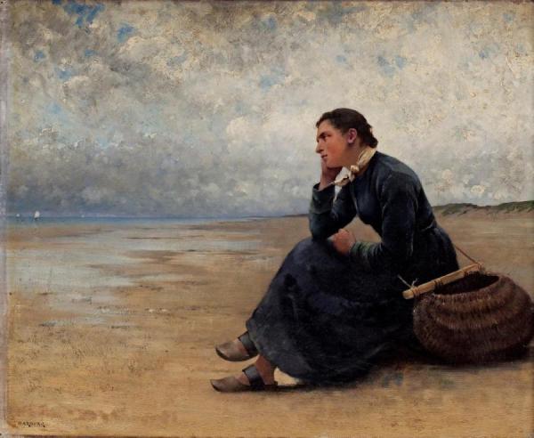 August Wilhelm Nikolaus Hagborg Waiting By The Ocean