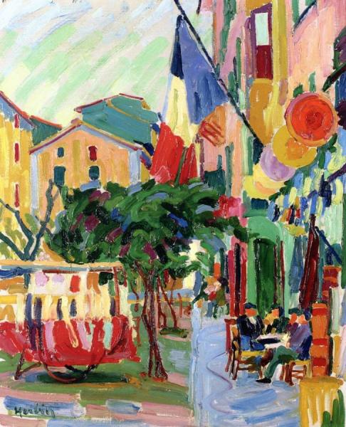A Plaza In Bastia, July 14th by Auguste Herbin Oil Painting Reproductions