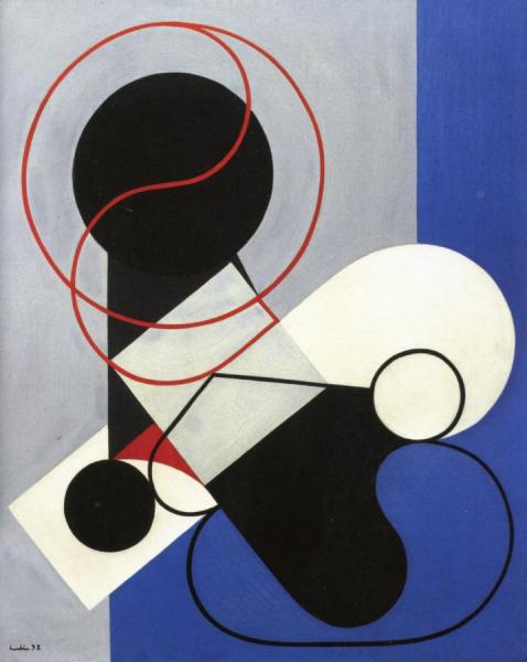 Composition With A Black Line by Auguste Herbin