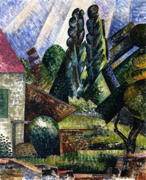 House And Trees In Ceret by Auguste Herbin