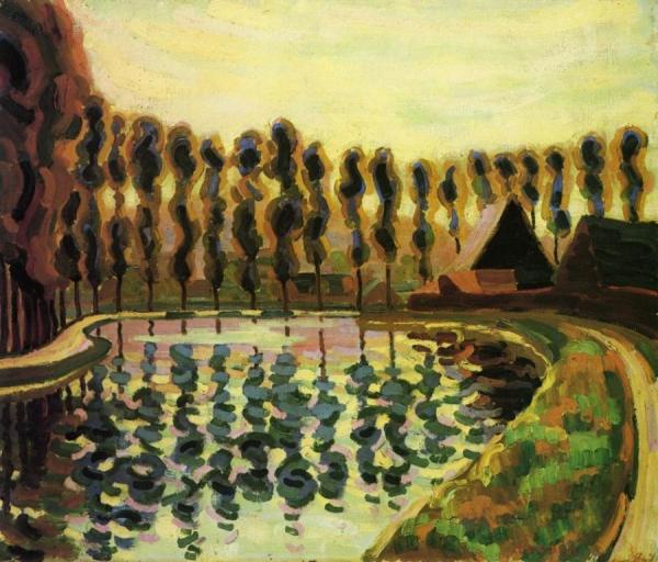 Landscape With Poplars by Auguste Herbin
