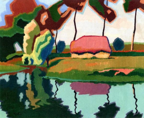 Pond And Small House by Auguste Herbin